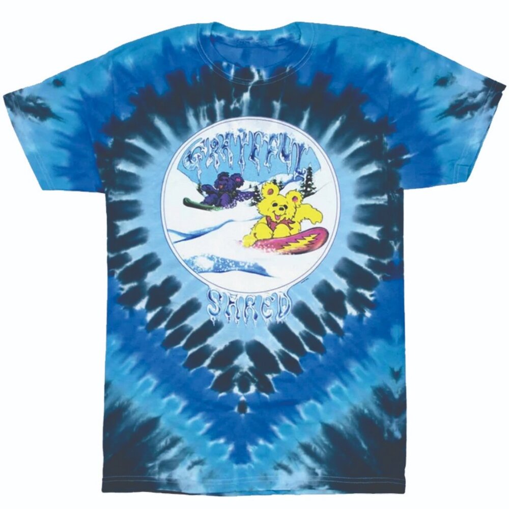 Grateful Dead Winter Shred Tie Dye Dancing Bears Snowboarding Short Sleeve MD